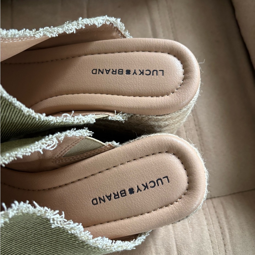 Lucky Brand Olive Green Wedge Sandals - Picture 5 of 7